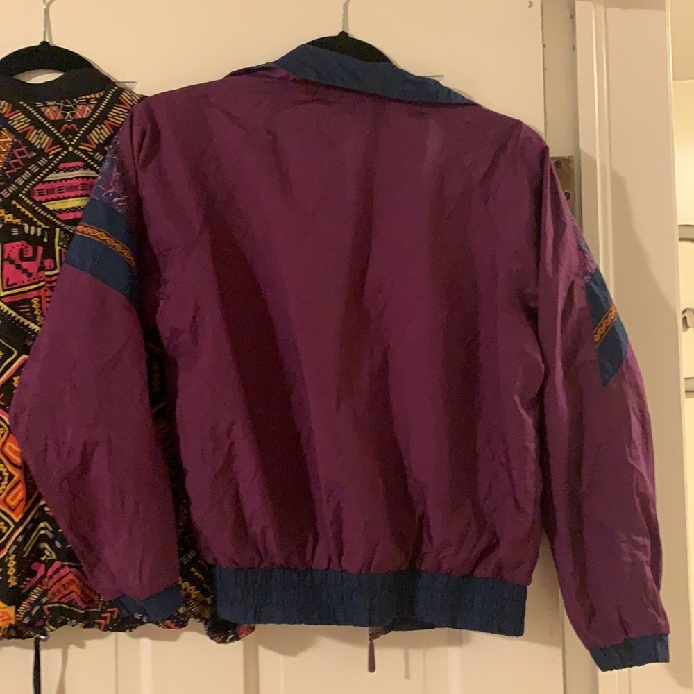80s Multicolor Patterned Cropped Windbreaker Jack… - image 3